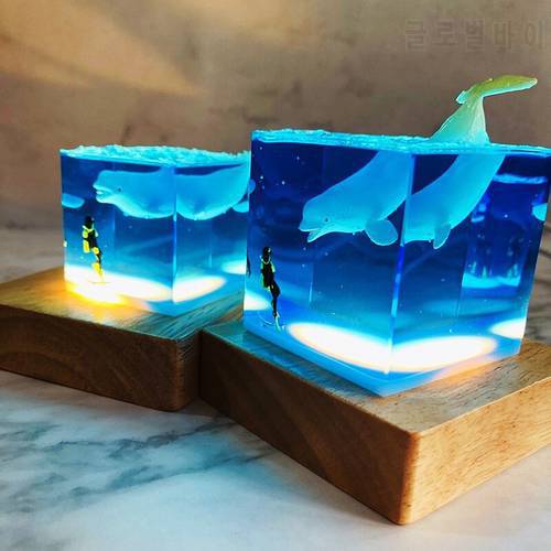 New original resin marine life beluga creative gift luminous students male and female couple small night light ornaments