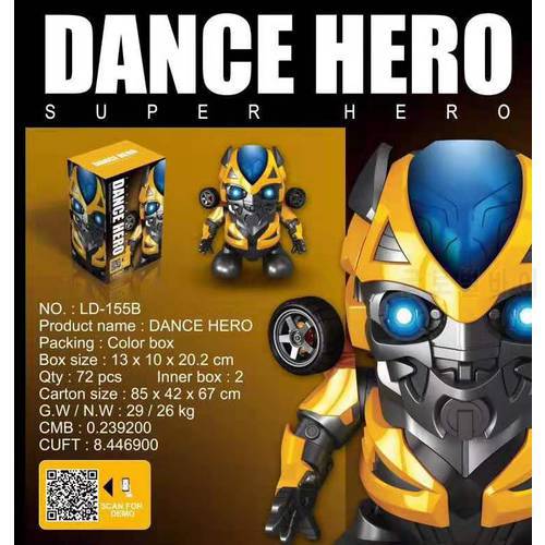 LED Dance Hero Transformersed Bumblebees Music bee Flashlight Light Sound Music smart Robot model Toy Gift