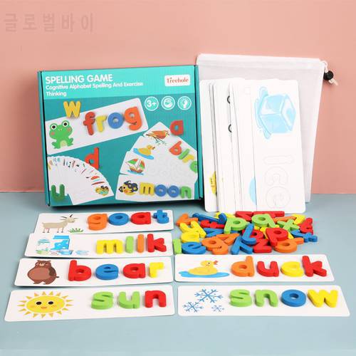 Children NEW Wooden Alphabet Letter Learning Cards Set Word Spelling Practice Game Toy Learning And Education