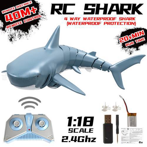 2.4G RC Shark Fish Boat Remote Control Bait Boat Mini Radio Electronic Swim Shark Fish Boat Toy Simulation Toy For Children Kids