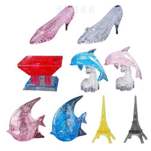 DIY 3D Crystal Puzzles Jigsaw Puzzles Tower/ Dolphin/ High Heel Shoes Model