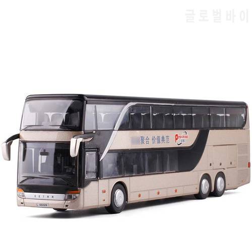 High Simulation 1/32 Alloy Diecast Double-decker Bus Sound And Light Bus Model Metal Luxury Bus Vehicle For Boys Toys