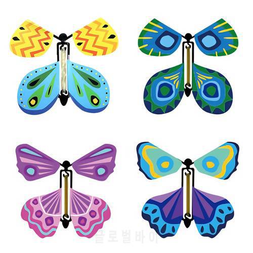 Flying in the Book Butterfly Fairy Rubber Band Powered Wind up Butterfly Kids Toys Surprise Magic Gifts