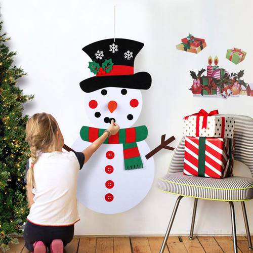 Christmas Decorations DIY Felt Snowman Kid&39s New Year Toy Gift Kids Toys with Ornaments Door Wall Hanging Kit Xmas Decorations