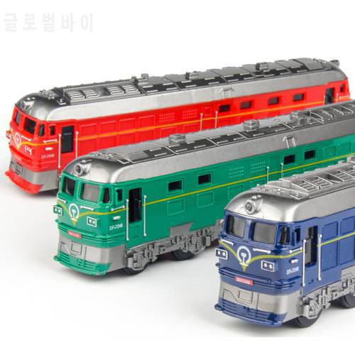 1:87 Simulated Alloy Train Locomotive Model Pull Back Vehicle Toy Sound Lights