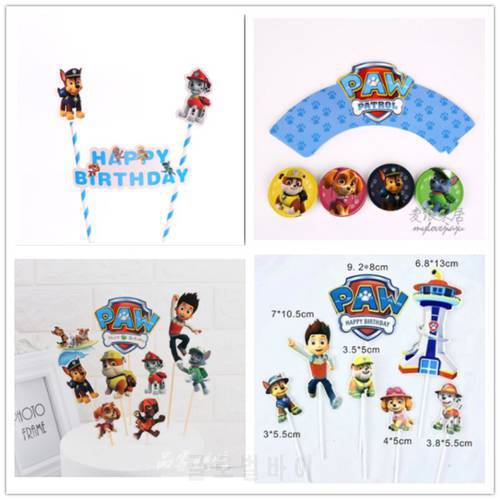 2022 New Paw Patrols Barking Team Pull Flags and Flowers Banner Cake Card Cartoon Theme Birthday Party Flag Door Hanging