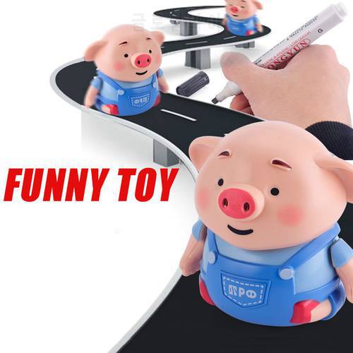 Follow Any Drawn Line Magic Pen Inductive Pig With Light Music Cute Pig Model Children Toy Gift Smart Education Toy