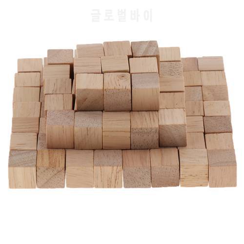 100 Pieces Wooden Cubes Unfinished Square Cubes Wood Block For Math Making Craft DIY Projects Gift Educational Toy Gift