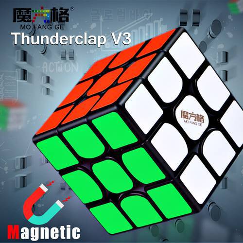 QiYi MoFangGe Thunderclap V3 M 3x3x3 Magnetic Magic Cube Stickerless Cube Puzzle Professional Magnets Speed 3x3 Cube