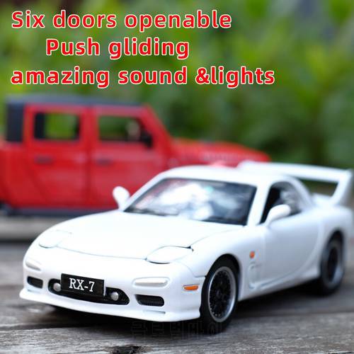 Toy Car 1:32 Scale Mazda RX7 Metal Alloy Diecast Car Model Miniature Model With Sound Light Model For Children Car