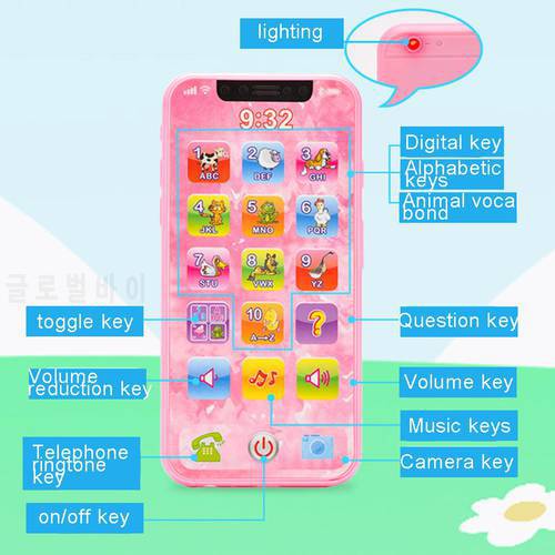 Children Led Cellphone Toy Mobile Phone Touch Screen Music Light Early Education Kids Toy English Toy phone