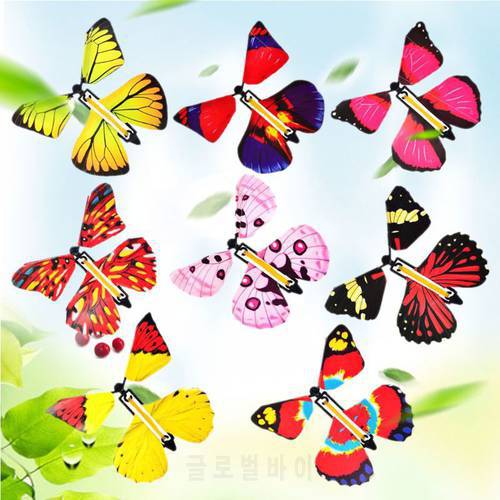 5pcs Flying In The Book Fairy Rubber Band Powered Wind Up Great Surprise Birthday Wedding Card Gift Butterfly Card Magic Toy