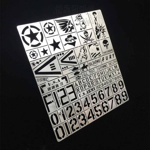 1/35 USA Armed Vehicle Stainless Steel Stencil Template Chariot Armor Design Leakage Spray Board Model Tools