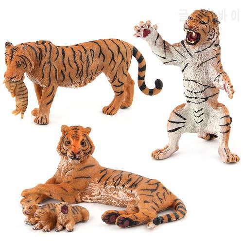 Simulation Tiger Figure Collectible Toys PVC Animal Action Figures Wild Animal Soft Rubber Toys