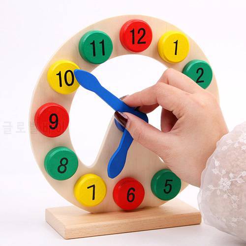 Kids Montessori Wooden Clock Toys Hour Cognition Colorful Clocks Toys Early Preschool Teaching Aids