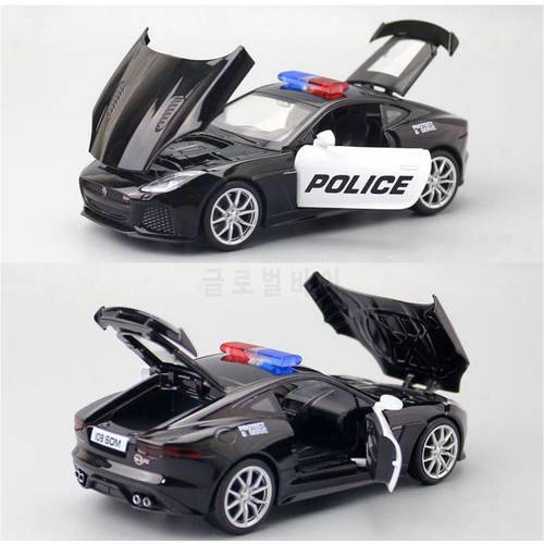 1:32 alloy pull back F-Type car model, 4 doors,high simulation sound and light,collectible ornaments,free shipping