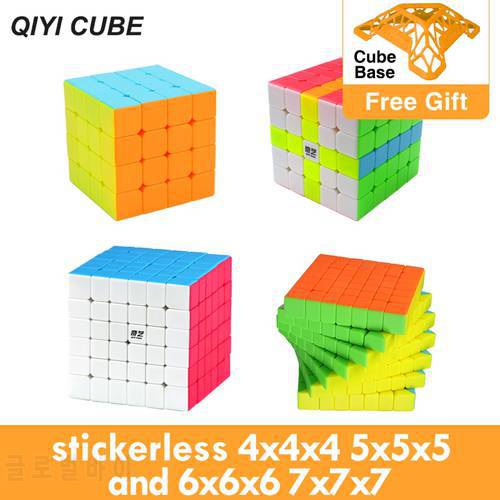 Qiyi Cube 2x2x2 3x3x3 4x4x4 5x5x5 6x6x6 7x7x7 Magic Cube Professional Stickerless Warrior S Cubo Magico Toys