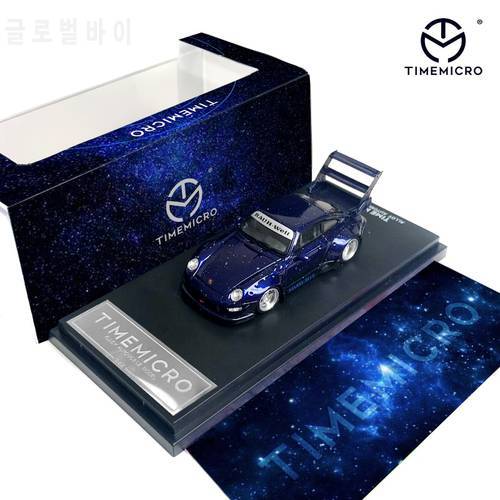 Time Micro 1:64 RWB 993 Double-deck Wing Starry Blue Diecast Model Car