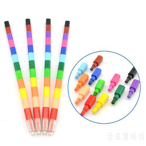 12 Colors Crayon Creative Building Blocks Crayon Non-toxic Cute Color Graffiti Pens For Painting Stationery Student for kids