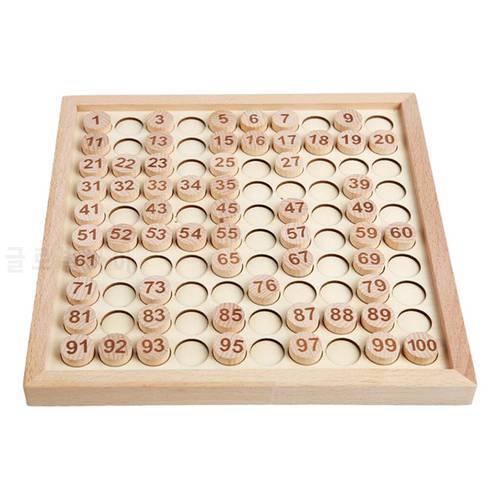 Wooden Math Learning Toy Montessori Hundred Counting Board Game Preschool