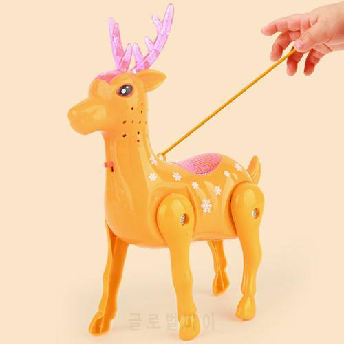 Electric Walking Sika Deer Animal With Music Leash Interactive Attractive Stylish Multifunctional Practical Kids Toy