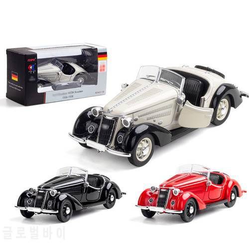 1/32 Alloy Die Cast Convertible W25K 1936-1938 Classic Model Toy Car Simulation Sound Light Pull Back Collection Toys Vehicle