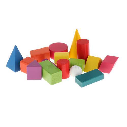 16x Colorful Shapes Geometric Wooden Toys Puzzle Kids Supply Teacher