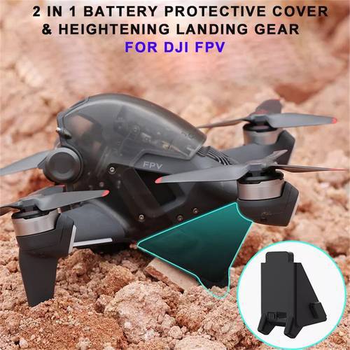 2 in 1 For DJI FPV Drone Silicone Battery Protector Cover Height Extender Landing Gear For DJI FPV Drone Combo Drone Accessories