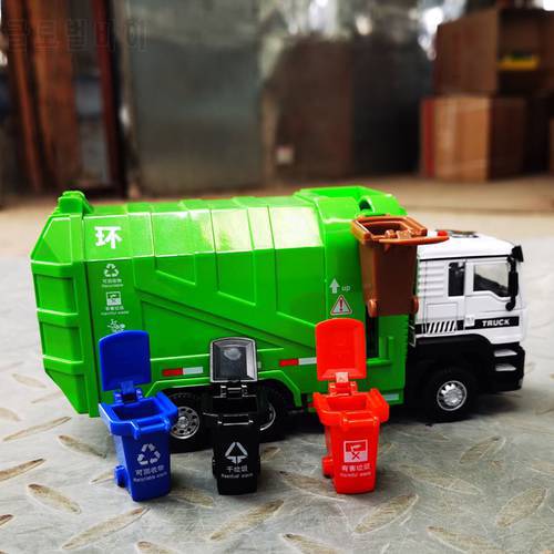 1:50 alloy pull back garbage sanitation truck model ,simulation garbage transport truck,environmental protection ,free shippng