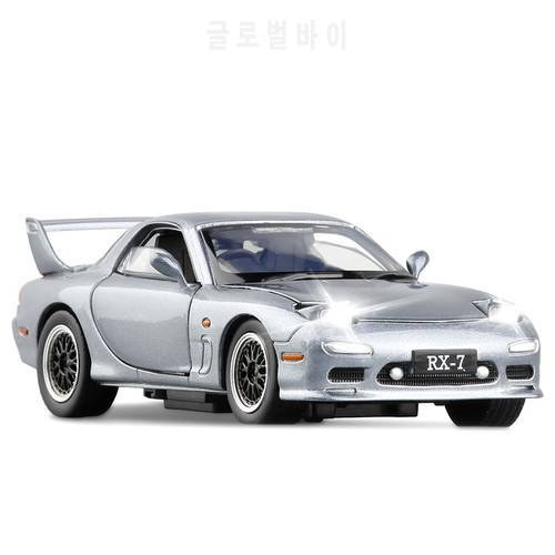 1:32 Mazda FD RX7 Alloy Car Model With 4 Door Diecast Sports Car With Lights Sound Kids Toys Free Shipping
