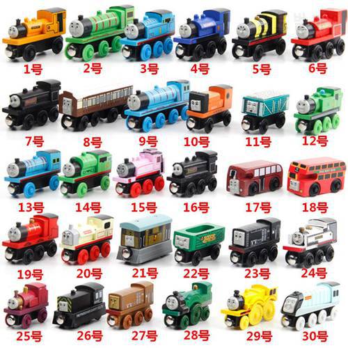 10Pcs/Set Magnetic Wooden Trains Toys Track Railway Vehicle Wood Locomotive Carriage