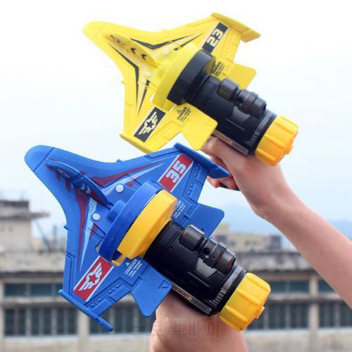 Foam Catapult Airplane Children Outdoor Toy Boy Hand Throwing Gyro Launcher Glider Model 1set Bubble Catapult Plane Droshipping