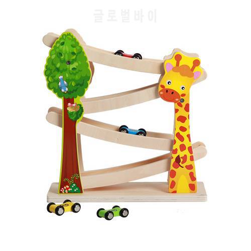 Wooden Car Toy Kids Car Ramp Racer Toy Race Track Mini Cars Parking Race Track With For Kids Gifts
