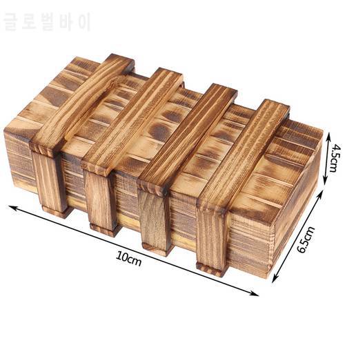 Vintage Wooden Puzzle Box with Secret Drawer Magic Wood Compartment Brain Teaser Toys Puzzles Boxes Kids Toy Gift