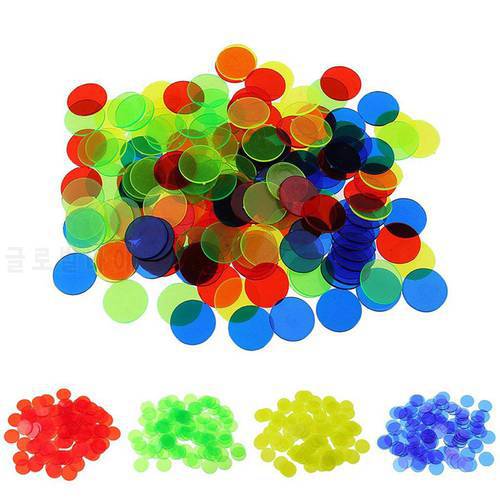 100Pcs 19mm Bingo Chips Transparent Color Counting Manual Math Game Counters Markers Montessori Learning Education Math Toys