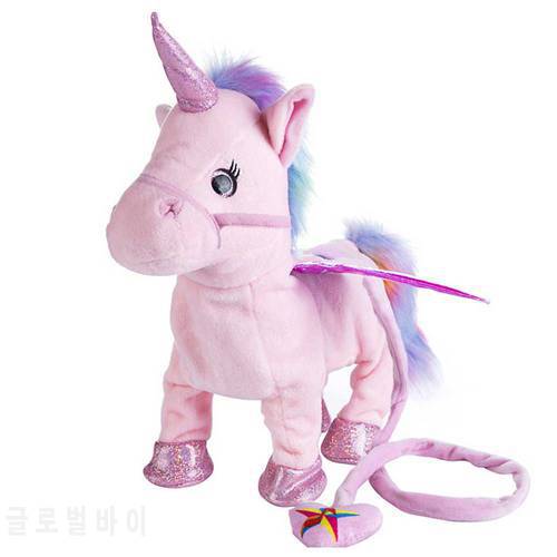 Robot Unicorn Electronic Plush Unicorn Pet Controled By Leash Whinny Walk Singing Song Music Animal Toys For Children Birthday