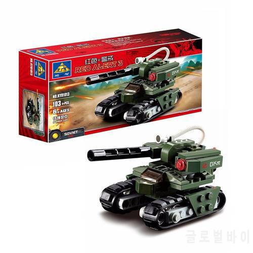 OCDAY 103pcs/set Building Blocks Hammer Tank Red Alert 3 Military Tank Leading Bricks Model Toys For Children Gift Tank Set