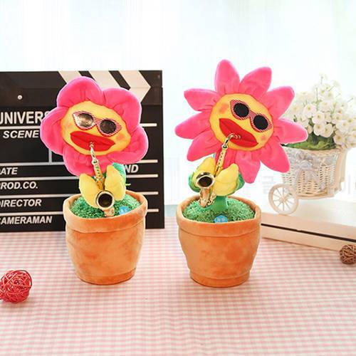Swing Toys Blow Saxophone Simulation Sunflower Plush Toys Electric Bluetooth-compatible Enchanting Simulation Sunflower Playing