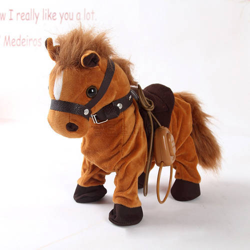 Robot Horse Electronic Interactive Horse Leash Plush Animal Pet Toy Walk Whinny Songs Music Toys For Children Birthday Gifts