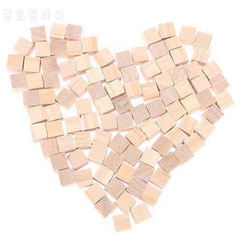 100 Pieces Wooden Cubes Unfinished Square Cubes Wood Blocks For Math Making Craft DIY Projects Gift