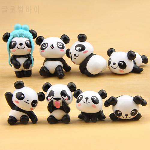 8Pcs/Set Cute Cartoon Panda Toy Figurines Landscape Fairy Garden Miniature Decor Chinese style Kawaiii Pandas Animals models