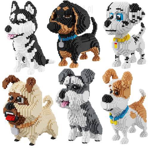 2100+pcs Mike Dog Cartoon Dog Dachshund Model Mini Diamond Micro Building Block Brick Toys for Children Gifts Dog Pets