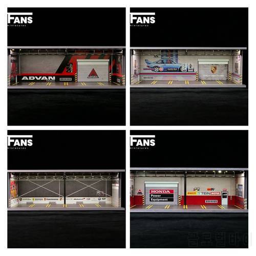 G-FANS 1:64 Assembled Model LED Diorama Garage General/HONDA/ADVAN