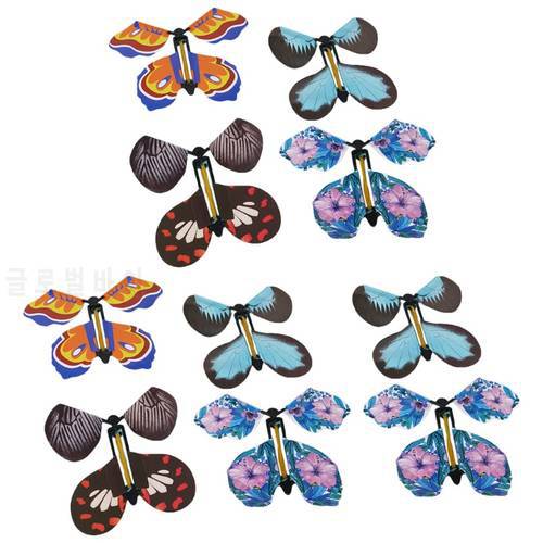 5 Pcs Flying in the Book Fairy Rubber Band Powered Wind Up Butterfly Toy Funny Gift, Random Color