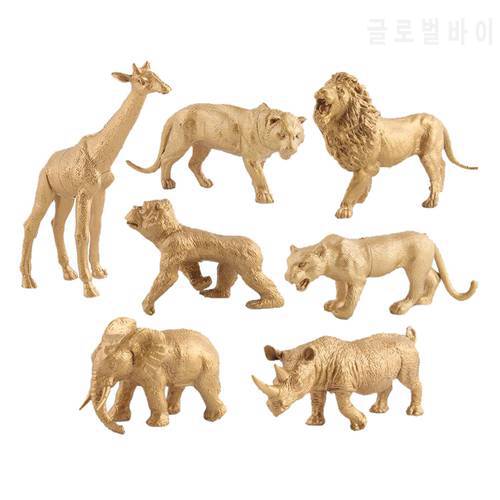 7Pcs Mini Similation Wild Animals Jungle Toys Set Realistic Wild Animal Learning Party Favors Toys for Toddlers Birthday Gifts