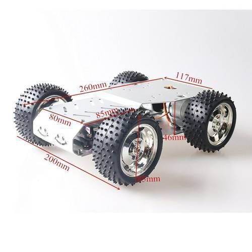 4WD Smart RC Car Chassis Model Steering Robot Two-wheel Drive Metal Frame DC Motor for STM 32 Gear Motor Steering Car Chassis