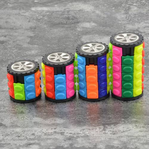 1Pc 3D Rotate Slide Cylinder Magic Cube Colorful Babylon Tower Stress Relief Cube Great Gift for Children