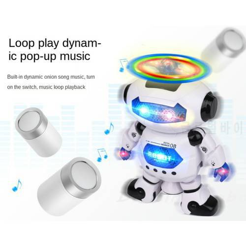 Children Space Dancing Robot 360-degree Rotating Light and Music Infrared Electric Toy For Boy