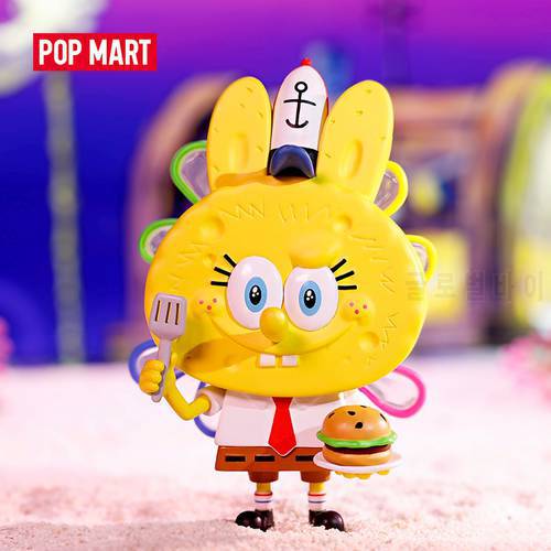 POP MART Labubu Sponge Bob Square Paints The Monsters Collectible Cute Action Kawaii Anim Toy Figur Free Shipping