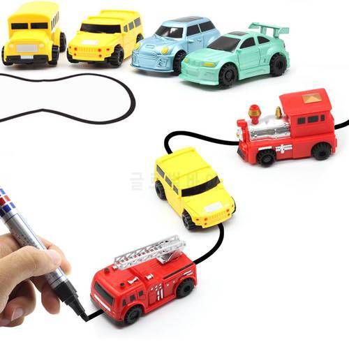 New Engineering Vehicles MINI Magic Pen Inductive Children&39s Truck Tank Toy Car Draw Lines Induction Rail Track Car